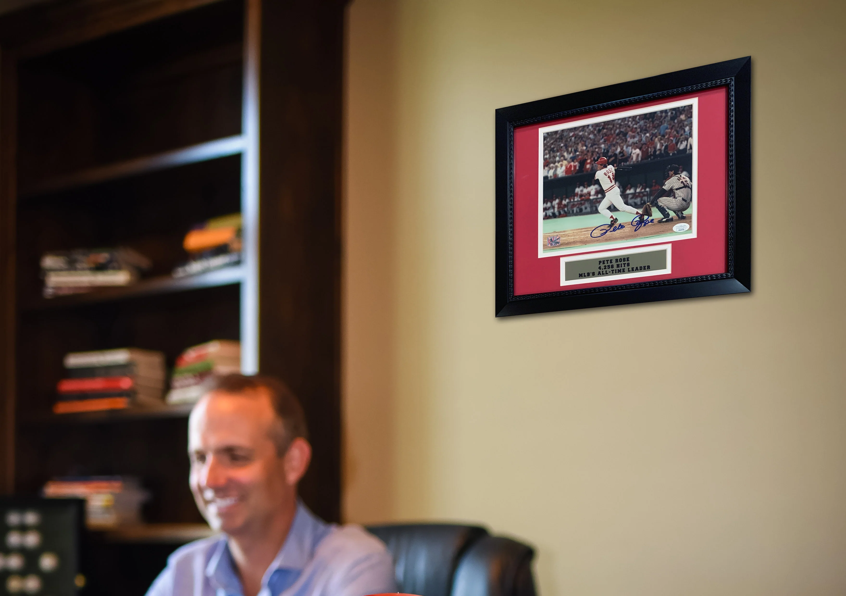 Pete Rose Autographed Signed Framed Baseball 8x10 Photo Hitting 4192 4256 Hit JSA COA - Image 3
